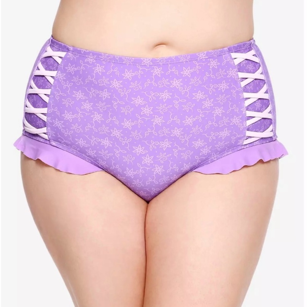 Hot Topic Disney Tangled Rapunzel Swim Bottoms Plus Size 1 NWT (Run Small)